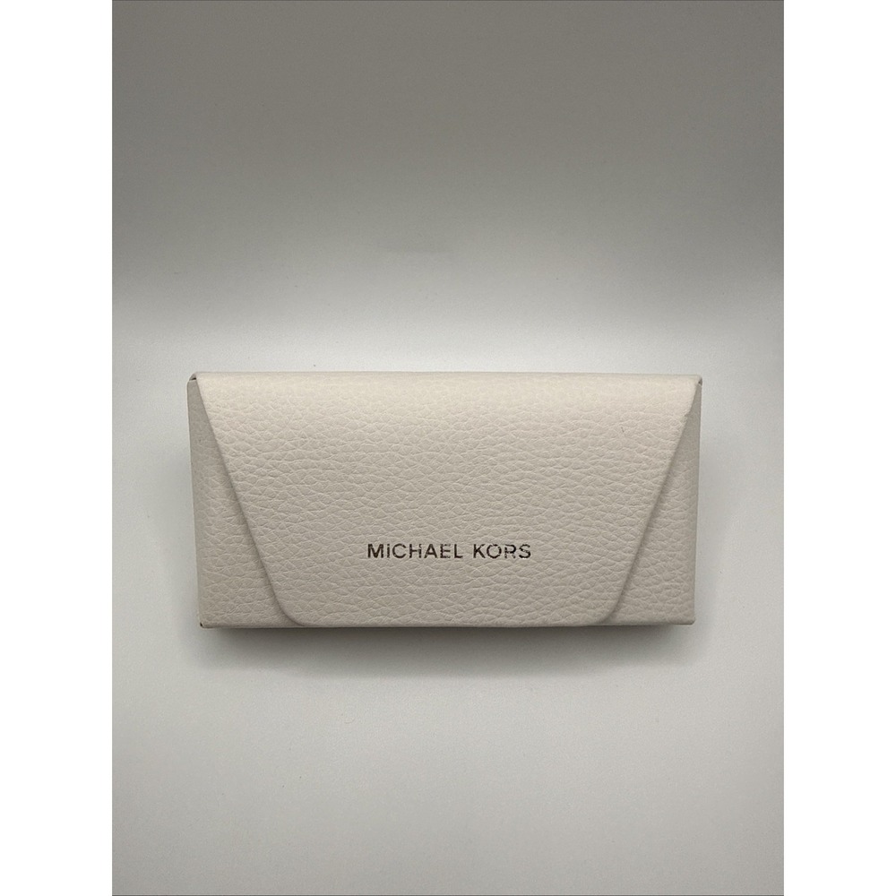 Michael Kors White Leather Snap Closure Glass Case New
